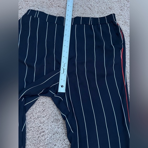 Large ett:twa Anthropologie pull on cropped pants navy white stripe red piped - Picture 16 of 17